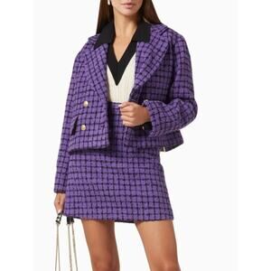 Sandro Double-Breasted Bouclé-Tweed Blazer size US 0